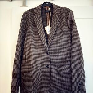 NWT Faherty Inlet Knit Tweed Blazer in a mocha mountain houndstooth patter